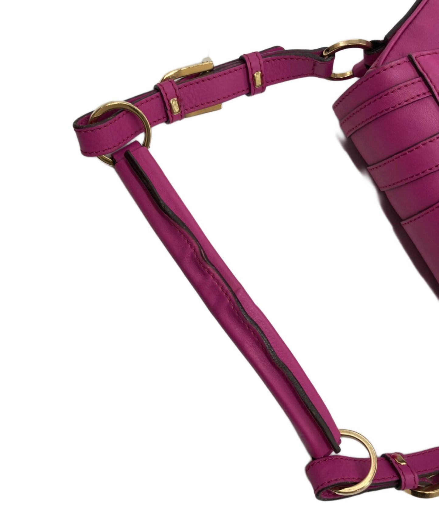 VERSACE Shoulder Bag Purse Leather Shocking Pink Authentic