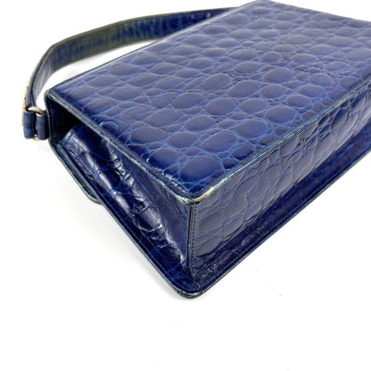 VERSACE Hand Bag Tote Purse Leather Blue Authentic