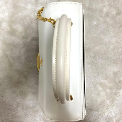 VERSACE Hand Bag Tote Purse Sunburst White Authentic