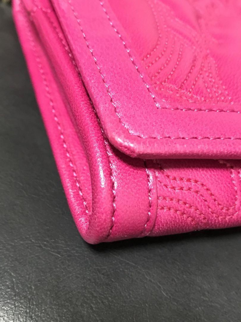 VERSACE Chain Wallet Shoulder Bag Purse Medusa Leather Pink Purple Authentic