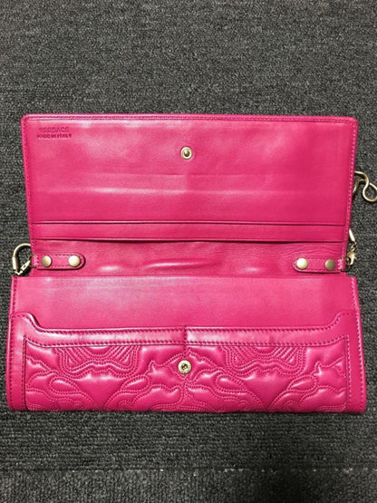 VERSACE Chain Wallet Shoulder Bag Purse Medusa Leather Pink Purple Authentic