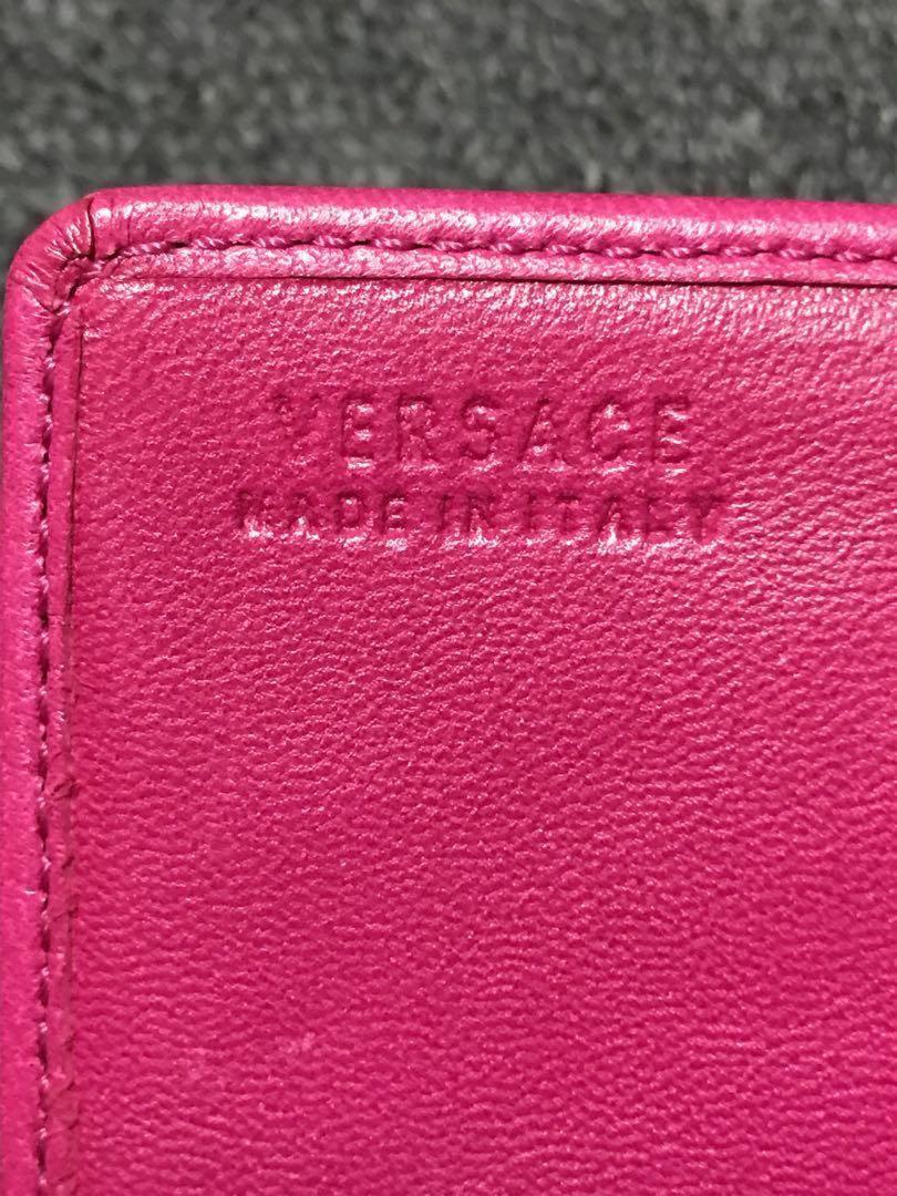 VERSACE Chain Wallet Shoulder Bag Purse Medusa Leather Pink Purple Authentic