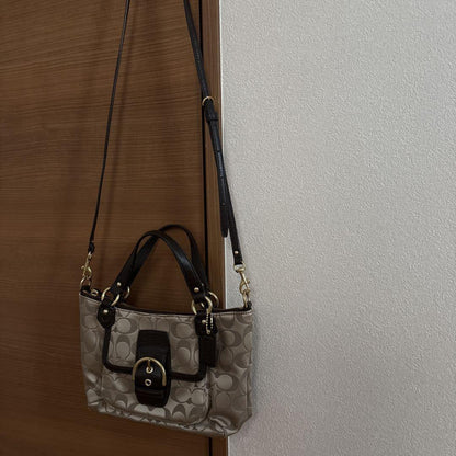 COACH Hand Shoulder Bag Tote Purse 2way Signature Authentic