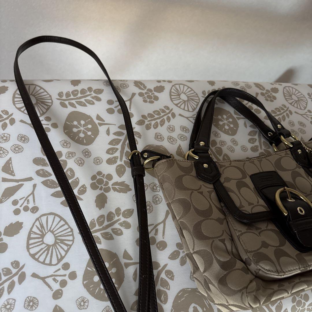COACH Hand Shoulder Bag Tote Purse 2way Signature Authentic