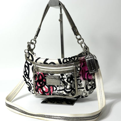COACH Shoulder Bag Purse Poppy White Authentic