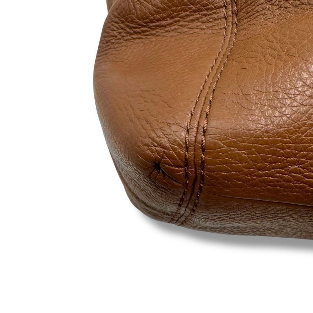 COACH Hand Shoulder Bag Tote Purse 2way Leather Brown Beige Authentic