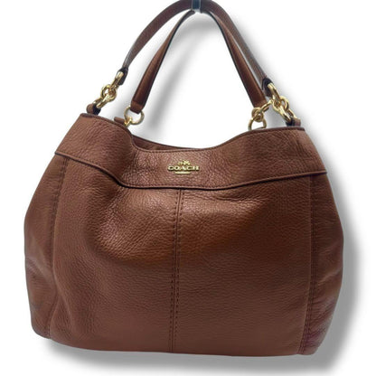 COACH Hand Shoulder Bag Tote Purse 2way Leather Brown Beige Authentic