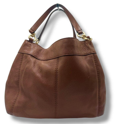 COACH Hand Shoulder Bag Tote Purse 2way Leather Brown Beige Authentic