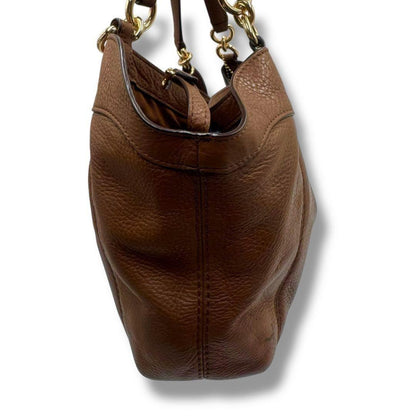 COACH Hand Shoulder Bag Tote Purse 2way Leather Brown Beige Authentic