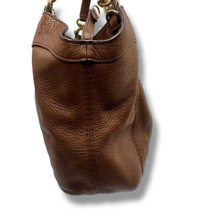COACH Hand Shoulder Bag Tote Purse 2way Leather Brown Beige Authentic