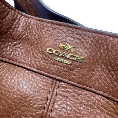 COACH Hand Shoulder Bag Tote Purse 2way Leather Brown Beige Authentic