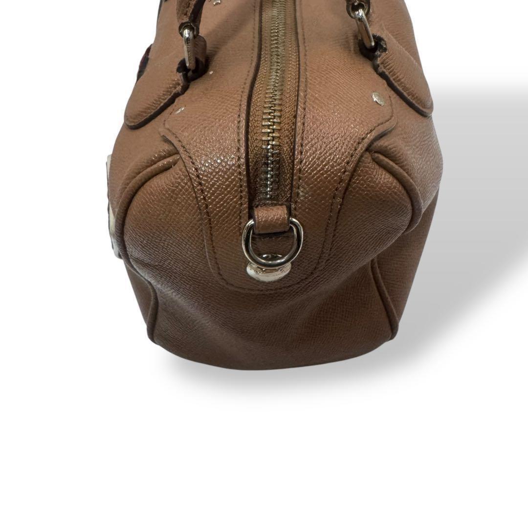 COACH Hand Bag Tote Purse 2way Leather Brown Beige Authentic