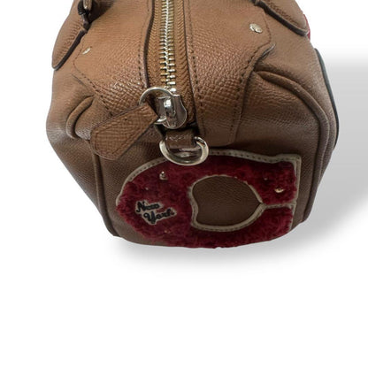 COACH Hand Bag Tote Purse 2way Leather Brown Beige Authentic