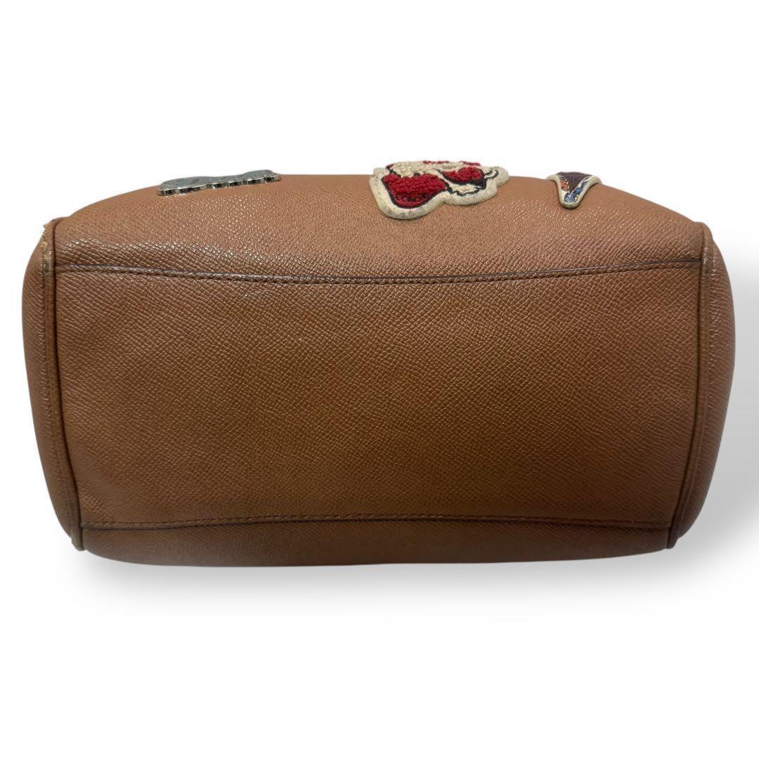 COACH Hand Bag Tote Purse 2way Leather Brown Beige Authentic