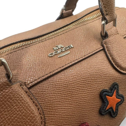 COACH Hand Bag Tote Purse 2way Leather Brown Beige Authentic