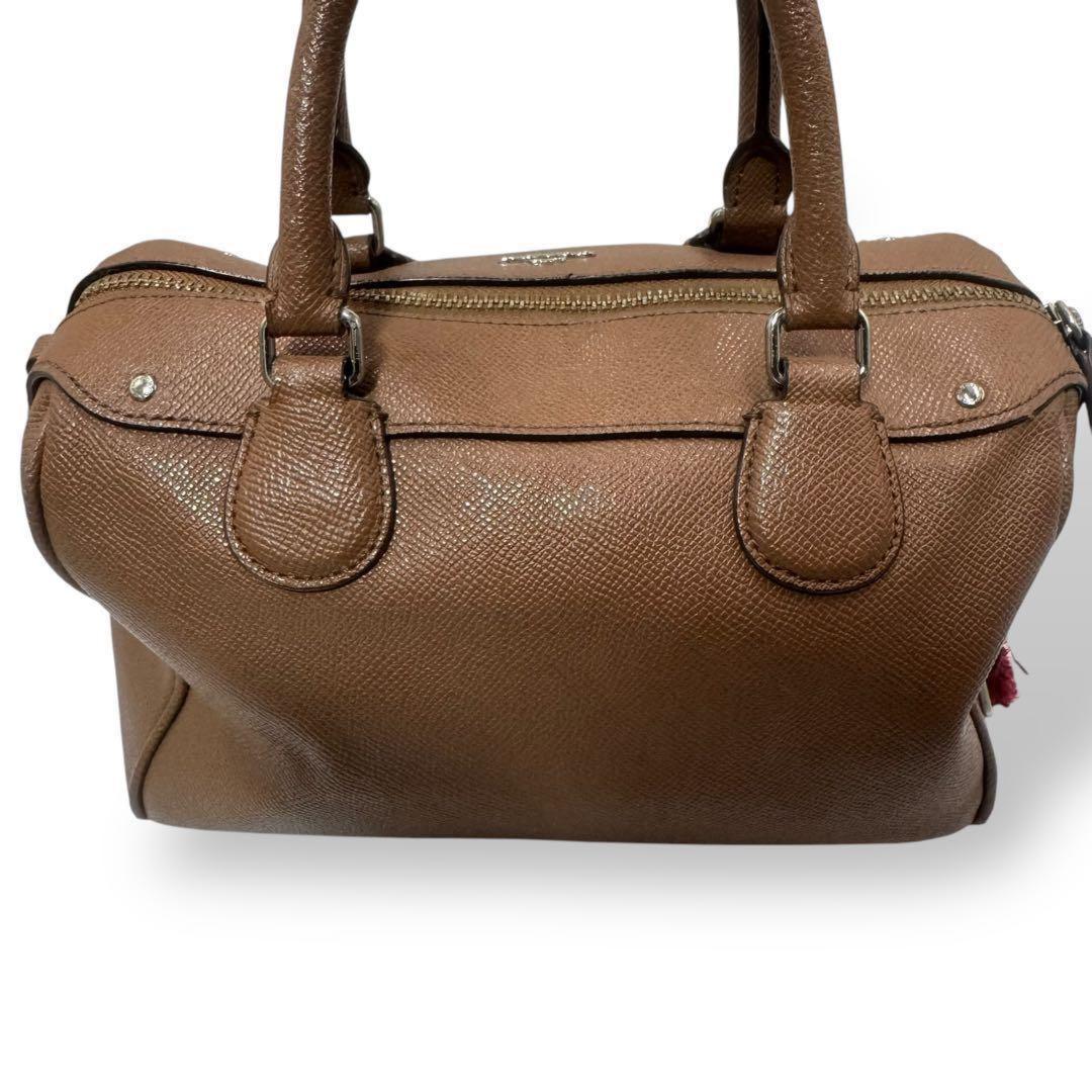 COACH Hand Bag Tote Purse 2way Leather Brown Beige Authentic