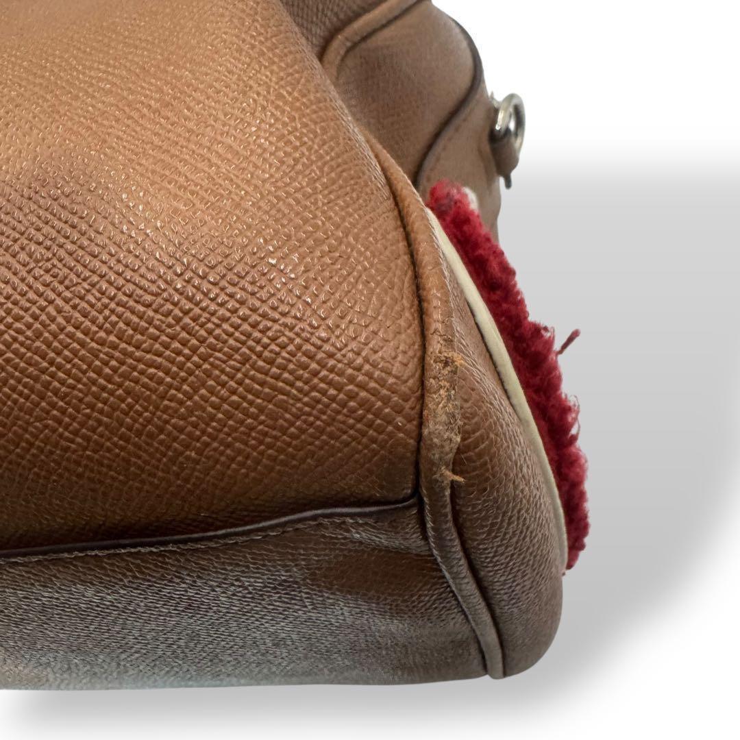 COACH Hand Bag Tote Purse 2way Leather Brown Beige Authentic