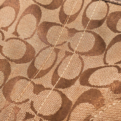 COACH Hand Shoulder Bag Tote Purse Signature Nylon Canvas Brown Authentic