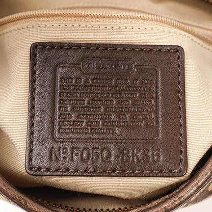 COACH Hand Shoulder Bag Tote Purse Signature Nylon Canvas Brown Authentic
