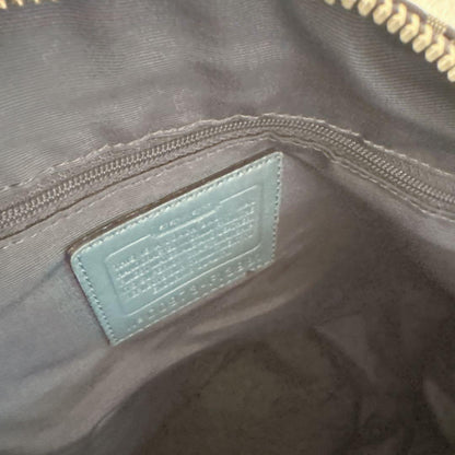 COACH Shoulder Bag Purse Signature Turn Lock Canvas Leather Navy Authentic