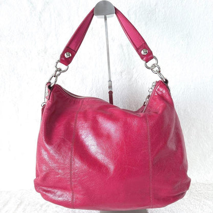COACH Shoulder Bag Purse 2way POPPY vivid shocking pink Authentic