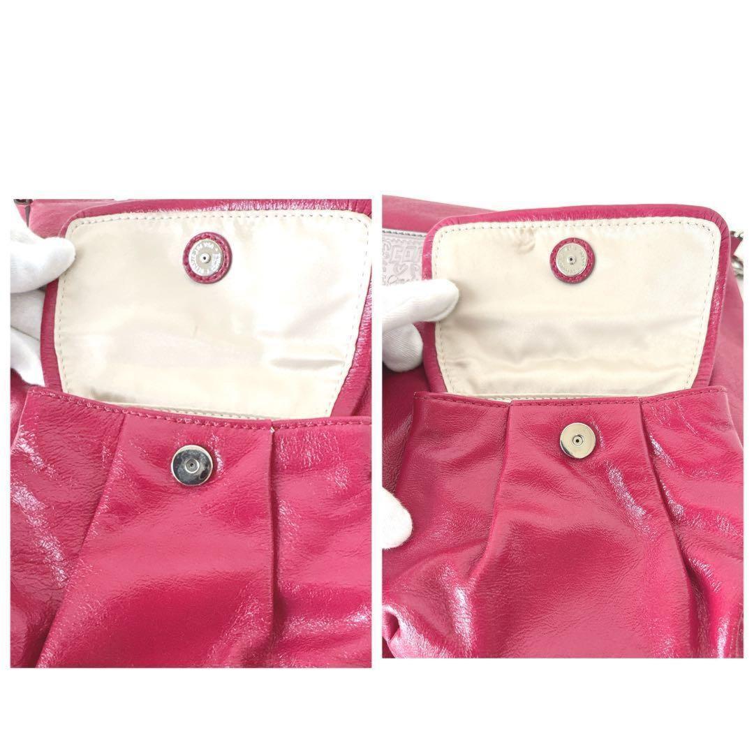 COACH Shoulder Bag Purse 2way POPPY vivid shocking pink Authentic