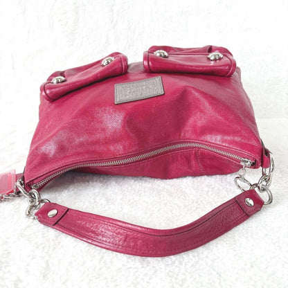 COACH Shoulder Bag Purse 2way POPPY vivid shocking pink Authentic