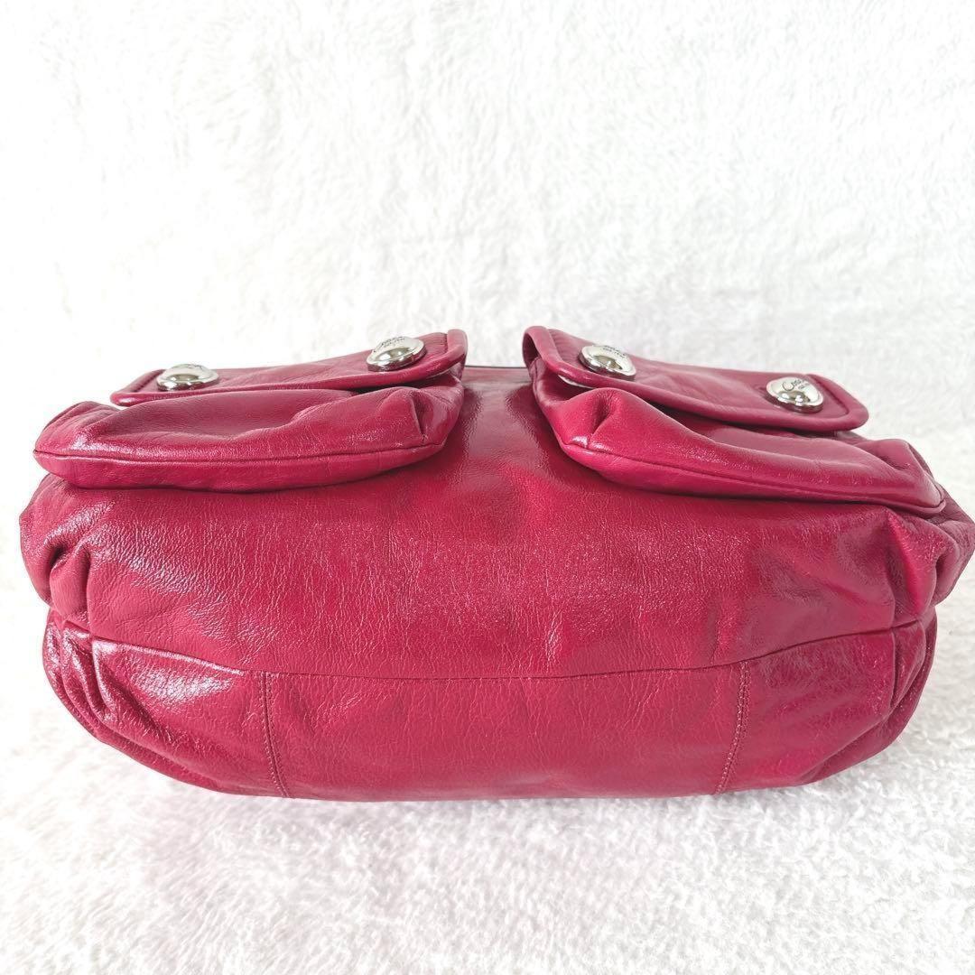 COACH Shoulder Bag Purse 2way POPPY vivid shocking pink Authentic