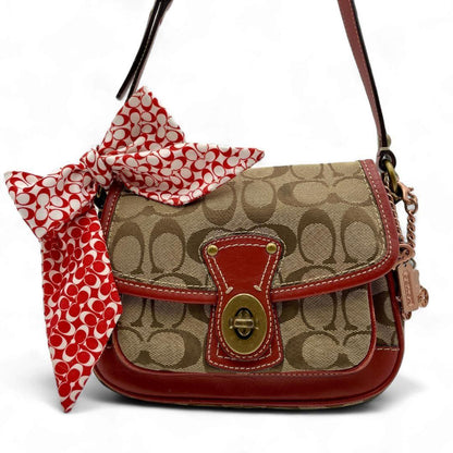 COACH Shoulder Bag Purse Signature Turn Lock 10566 Canvas Beige Authentic