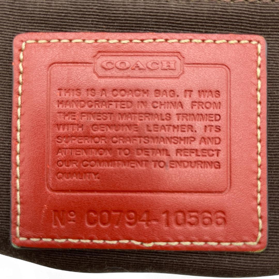COACH Shoulder Bag Purse Signature Turn Lock 10566 Canvas Beige Authentic