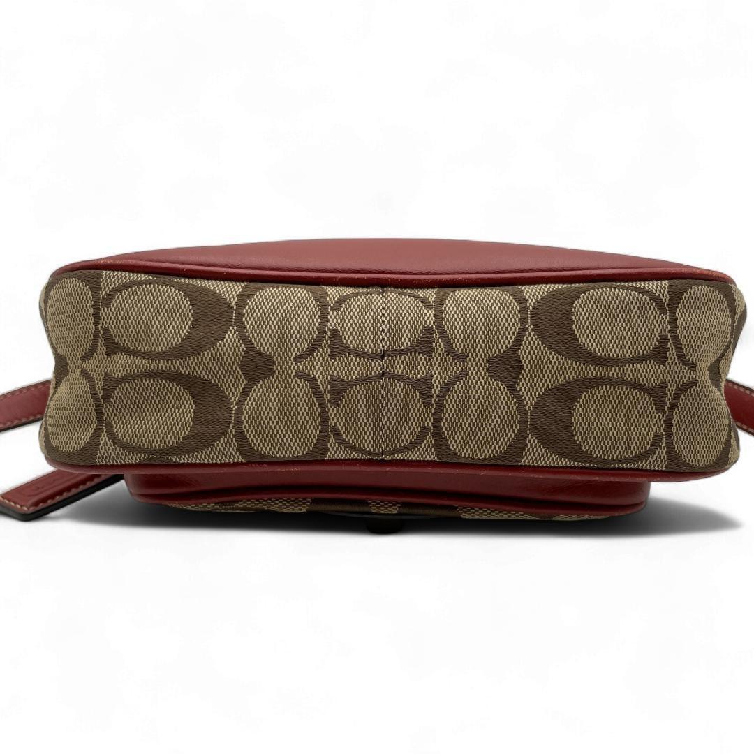 COACH Shoulder Bag Purse Signature Turn Lock 10566 Canvas Beige Authentic