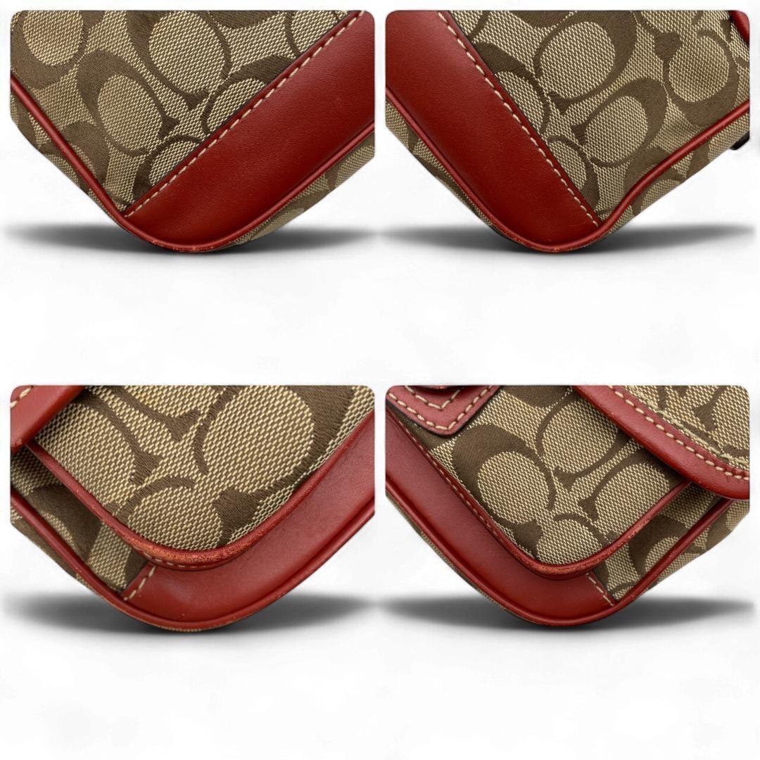 COACH Shoulder Bag Purse Signature Turn Lock 10566 Canvas Beige Authentic