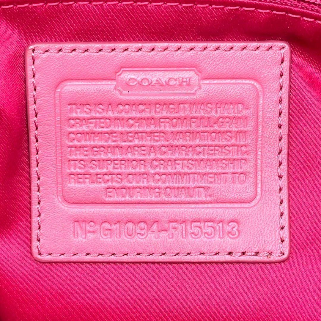 COACH Hand Shoulder Bag Tote Purse 2way Leather Pink Authentic