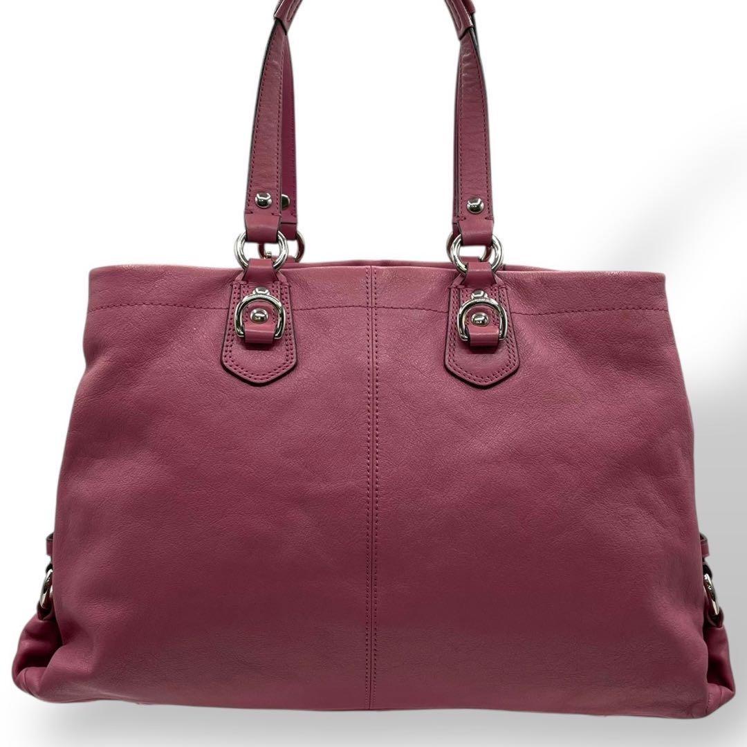 COACH Hand Shoulder Bag Tote Purse 2way Leather Pink Authentic