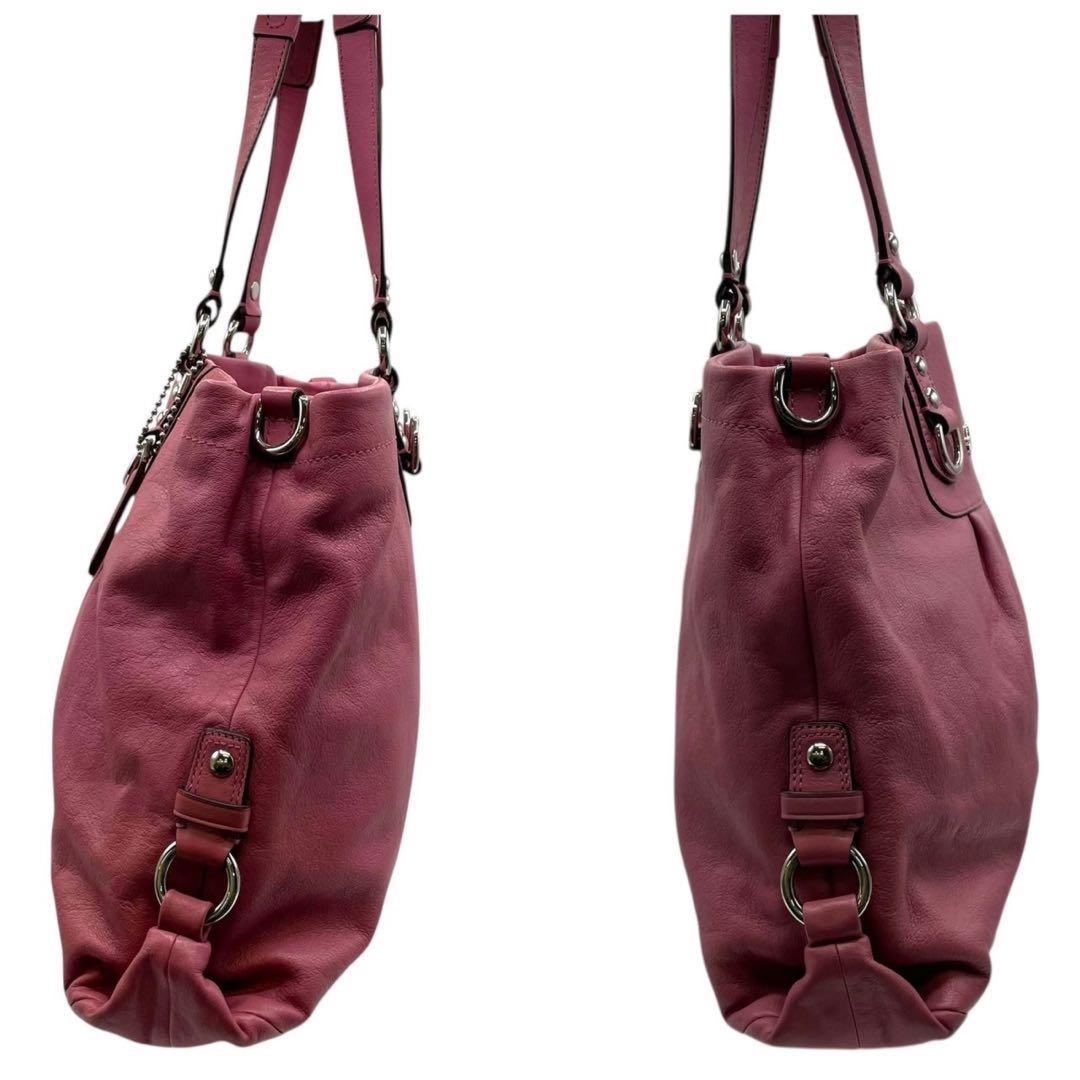 COACH Hand Shoulder Bag Tote Purse 2way Leather Pink Authentic