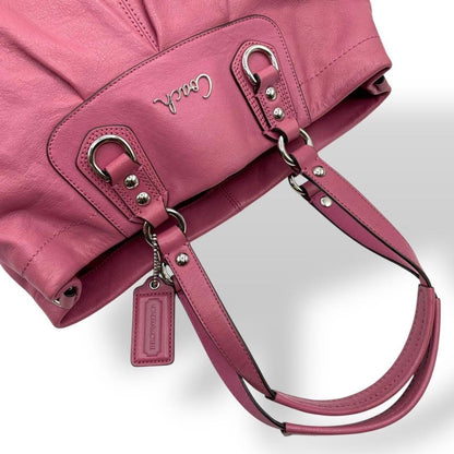 COACH Hand Shoulder Bag Tote Purse 2way Leather Pink Authentic