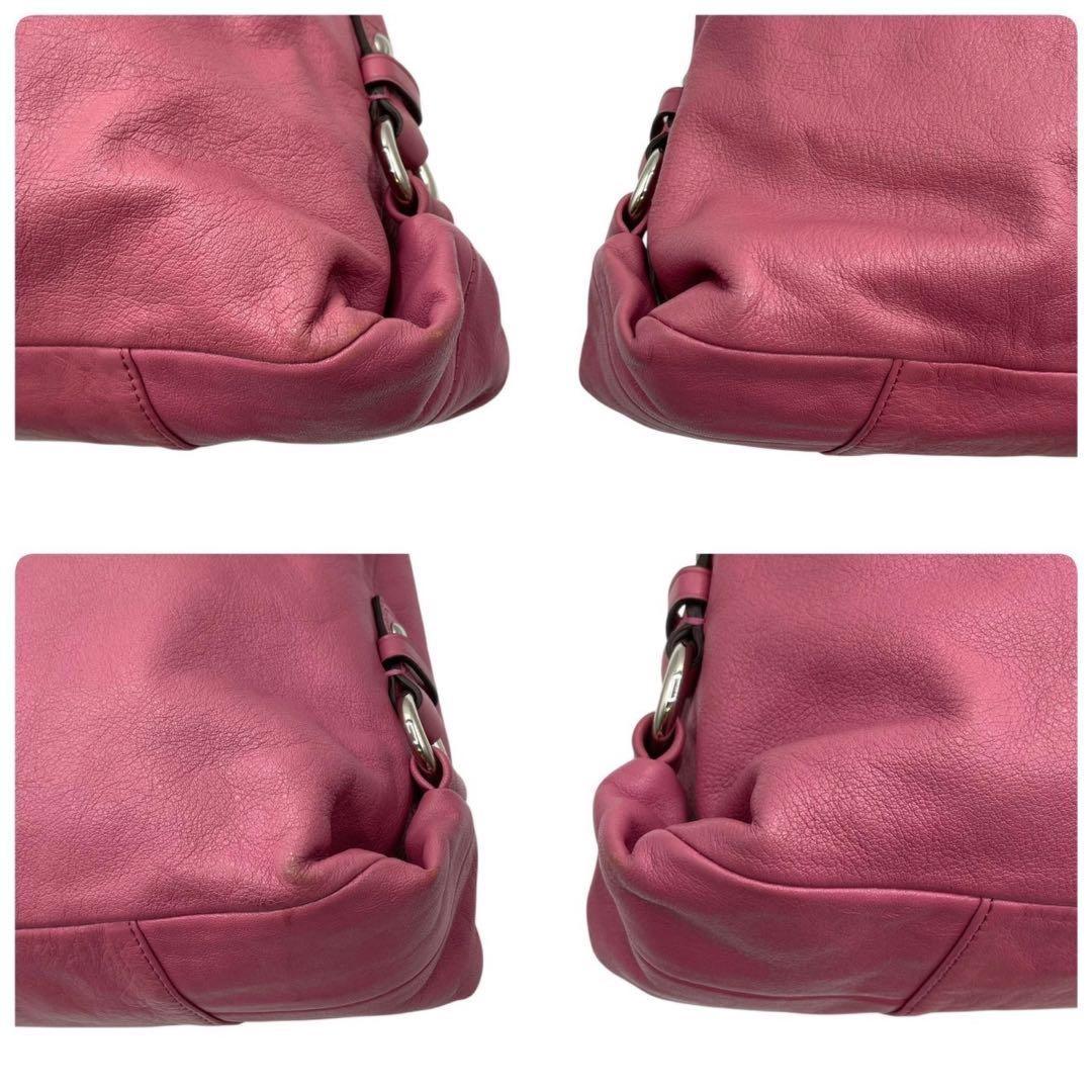 COACH Hand Shoulder Bag Tote Purse 2way Leather Pink Authentic
