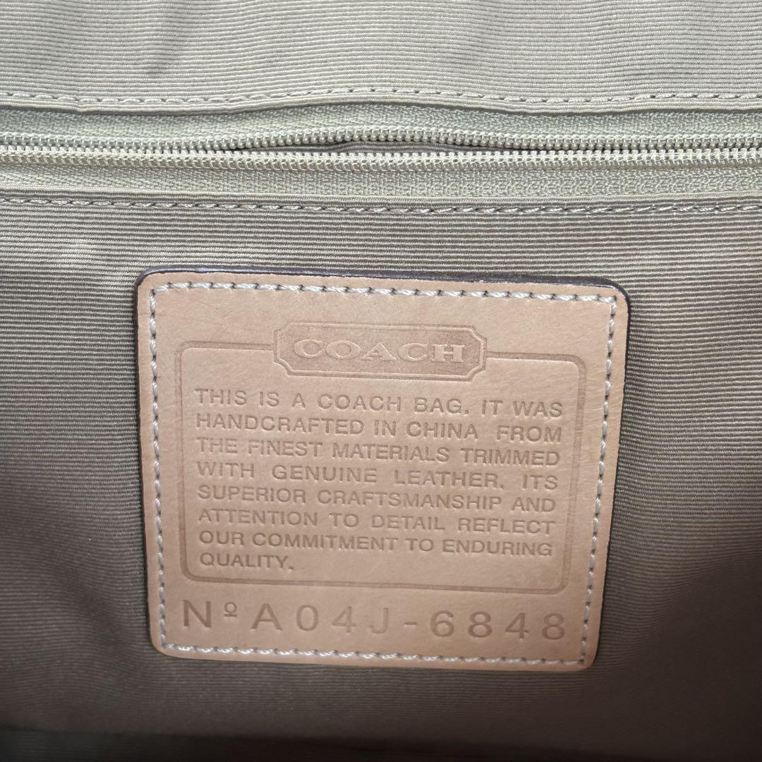 COACH Hand Bag Tote Purse Signature Suede Canvas Leather Red Authentic