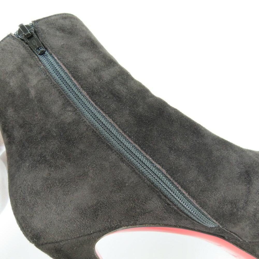 Christian Louboutin Short Boots Shoes EU 36 US 6 Suede Black Red Authentic