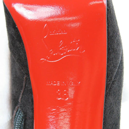 Christian Louboutin Short Boots Shoes EU 36 US 6 Suede Black Red Authentic
