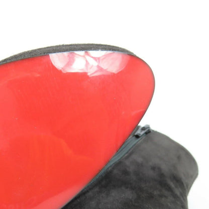Christian Louboutin Short Boots Shoes EU 36 US 6 Suede Black Red Authentic