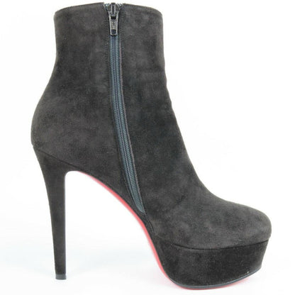 Christian Louboutin Short Boots Shoes EU 36 US 6 Suede Black Red Authentic