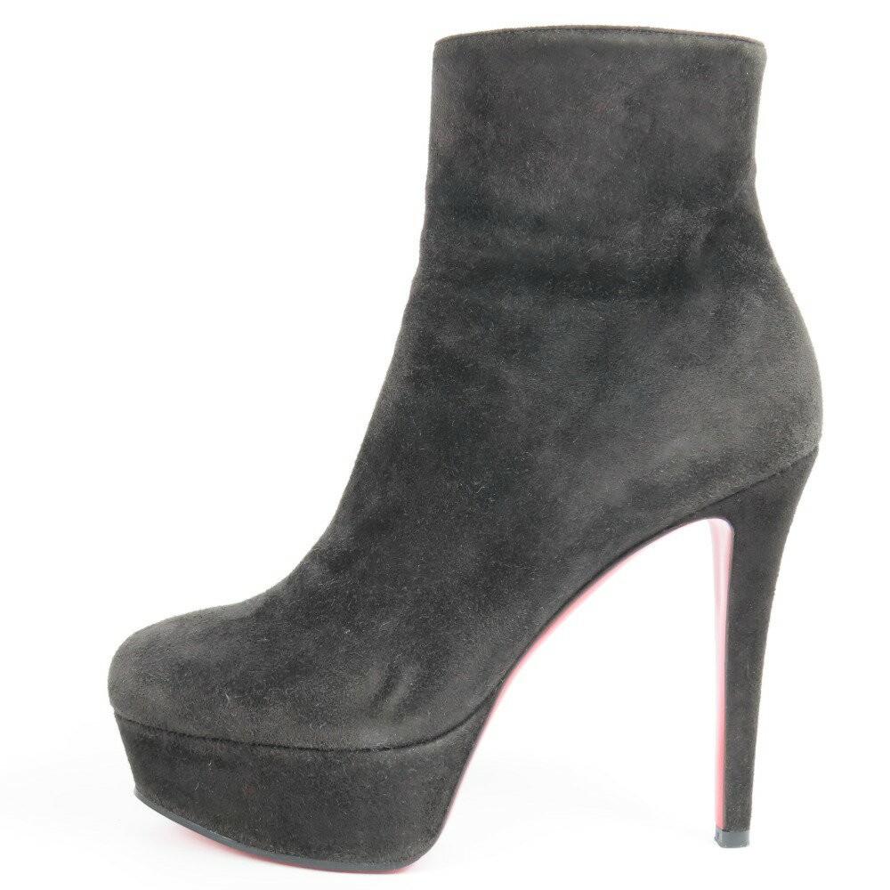 Christian Louboutin Short Boots Shoes EU 36 US 6 Suede Black Red Authentic