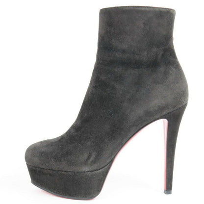 Christian Louboutin Short Boots Shoes EU 36 US 6 Suede Black Red Authentic