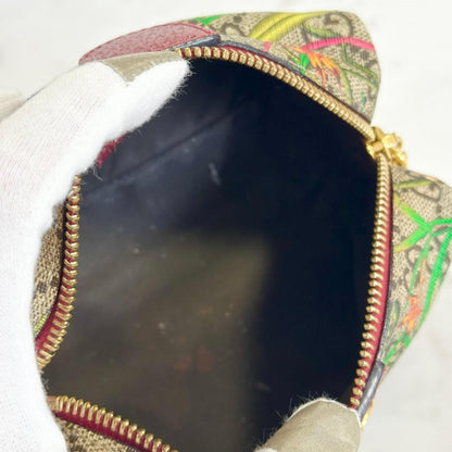 GUCCI Cosmetic Pouch Flora GG Supreme Marmont Purse Charm Leather Authentic Used