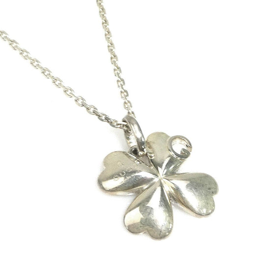 GUCCI Necklace Pendant Clover Silver 925 Women Accessory Authentic