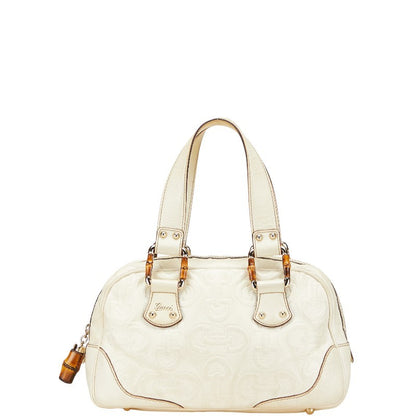 GUCCI Mini Boston Bag Hand Tote Purse Leather Off White Authentic