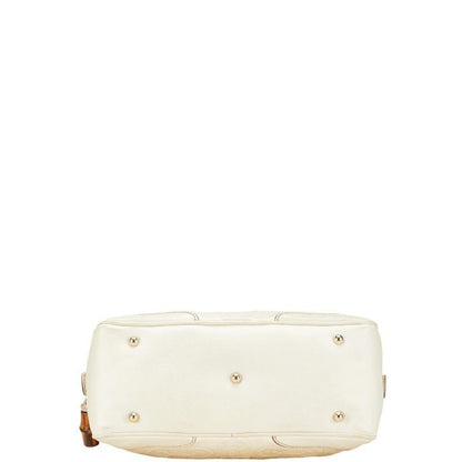 GUCCI Mini Boston Bag Hand Tote Purse Leather Off White Authentic