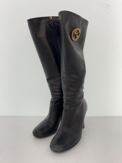 GUCCI Long Boots Shoes EU 37 US 7 Leather Black Authentic