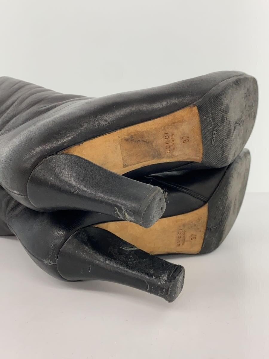 GUCCI Long Boots Shoes EU 37 US 7 Leather Black Authentic